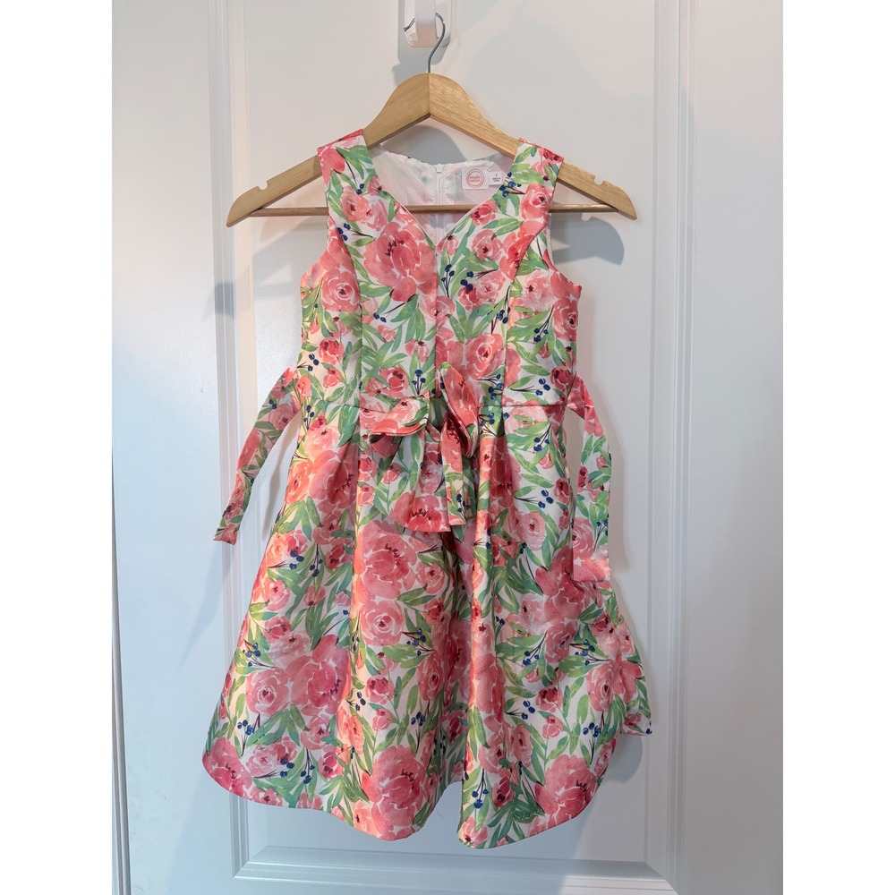 Wonder Nation Girls Floral Sleeveless Party Dress Pink Green Size 7